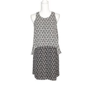 Skies Are Blue Black Off White Layered Sleeveless Dress XS
